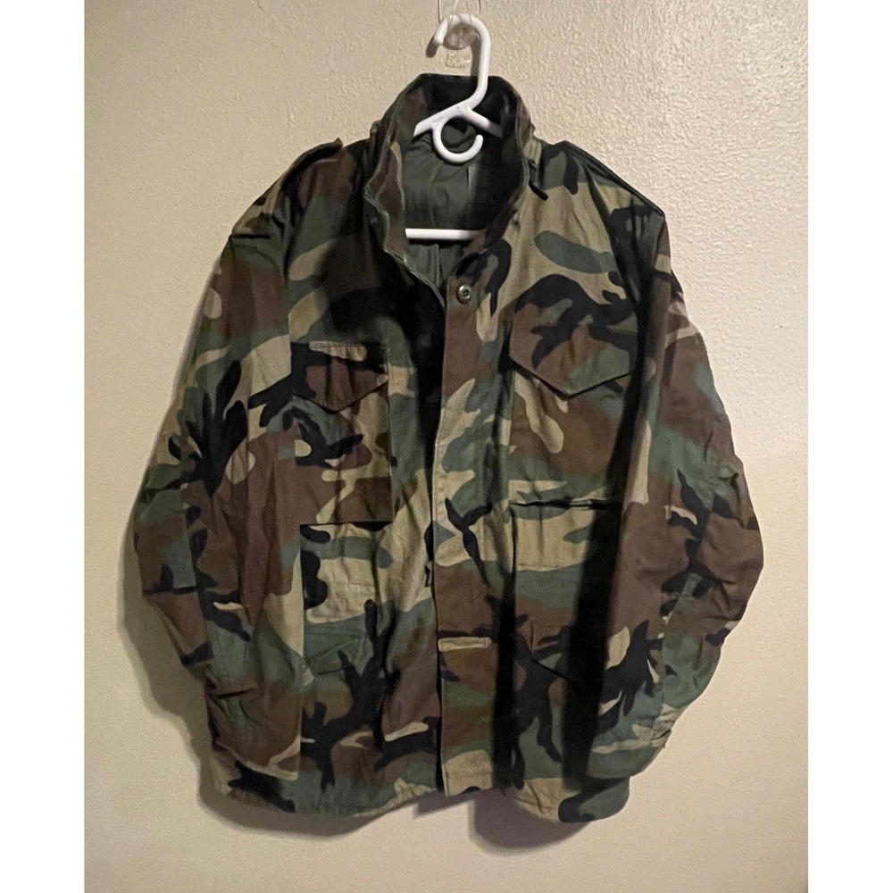 Woodland Camouflage M65 Field Jacket Cold Weather Coat‎ Military Style Mens Med